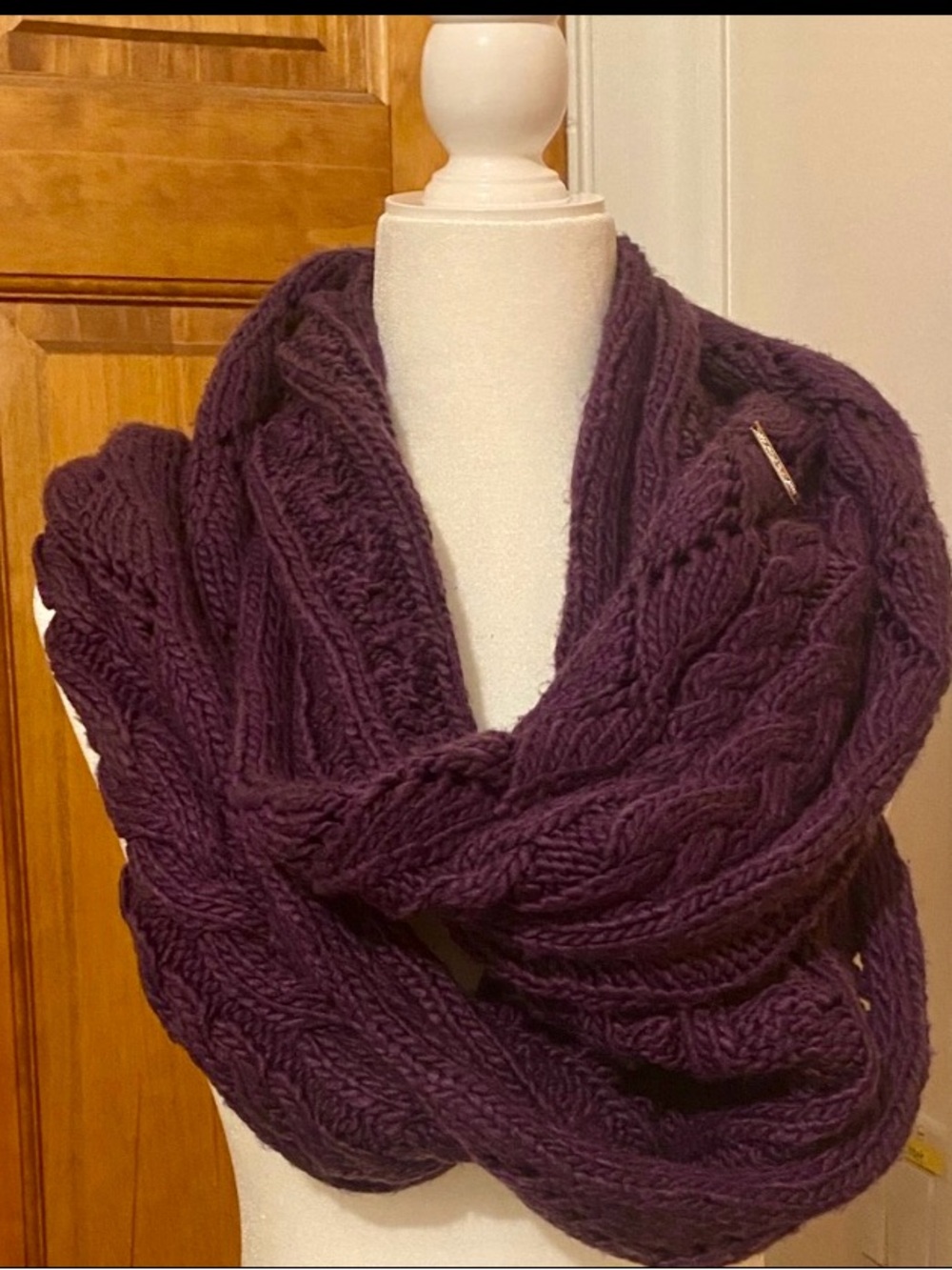 Michael Kors Purple Cable Knit Infinity Loop Scarf Chunky Winter One Size